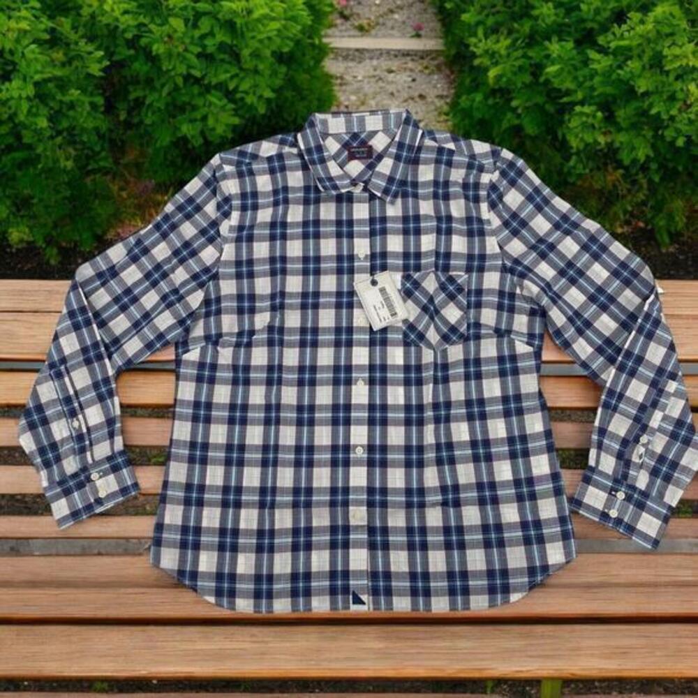 UNTUCKit Shirt‎ Women's Size 16 Sorbo Plaid Blue White Button Down Long Sleeve
